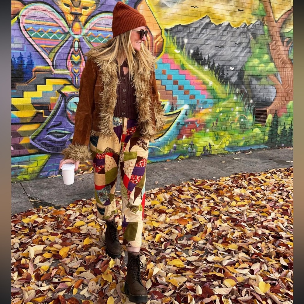 Kimchi Blue Boho Patchwork Pants With Tassel Tie - image 1